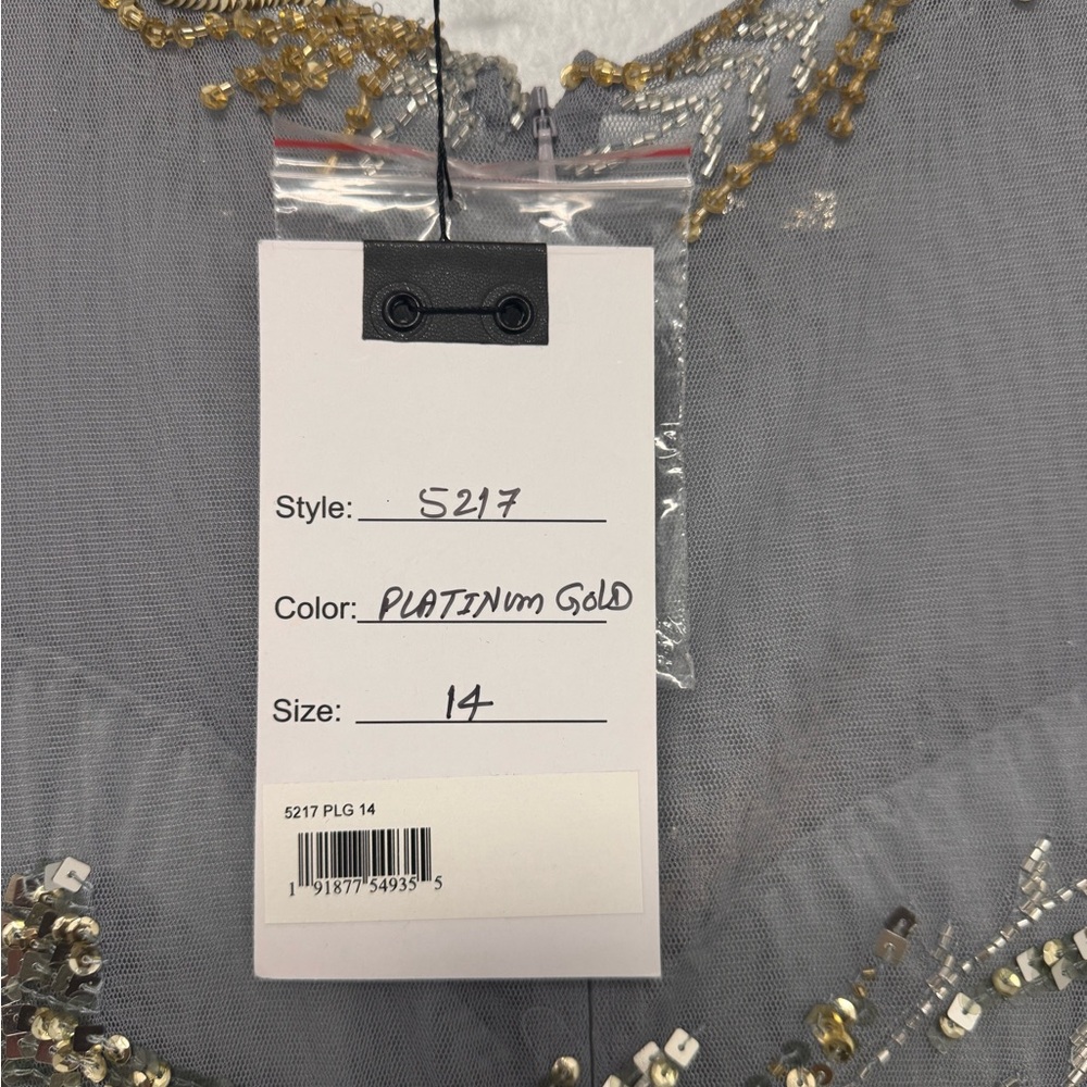 Mac Duggal Elegant Gray and Gold Embellished Evening Gown - Picture 7 of 7